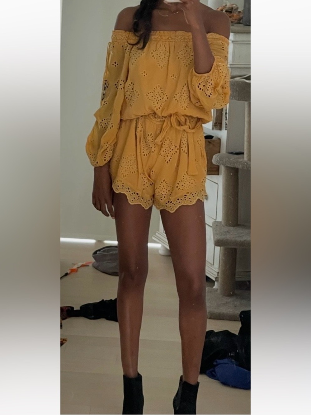 Mustard Off-Shoulder Romper